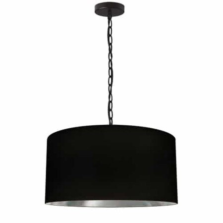 Dainolite 1Lt Braxton Medium Pendant, Blk/Slv Shade, Blk BXN-M-BK-697